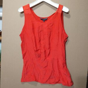 Waverly Grey Red Silk Sleeveless Tank Top Blouse with Peplum style bottom.